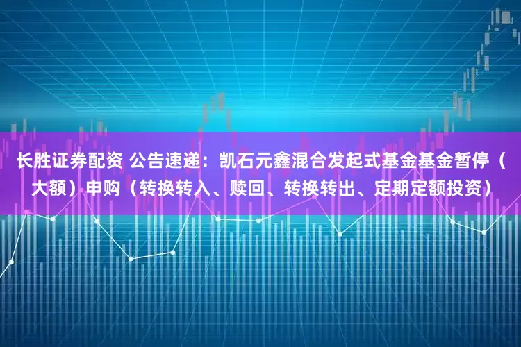 长胜证券配资 公告速递：凯石元鑫混合发起式基金基金暂停（大额）申购（转换转入、赎回、转换转出、定期定额投资）